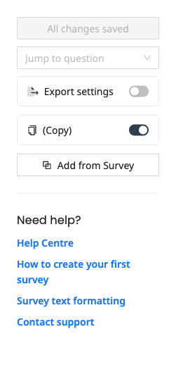 Add from Survey button in editor sidebar