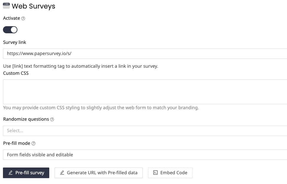 Embed Survey JavaScript Code