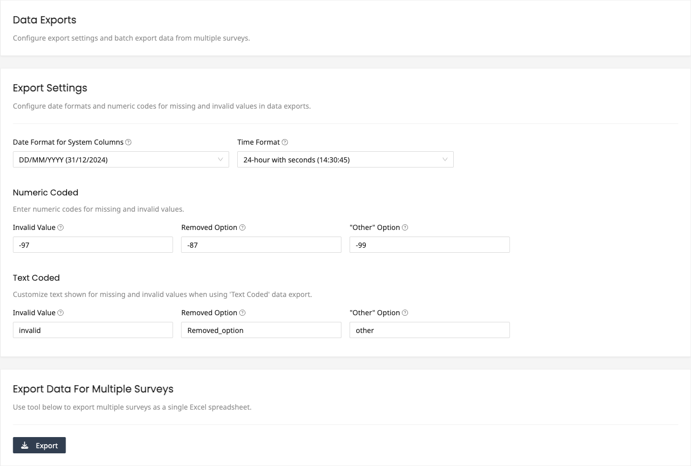 Multi-survey export tool
