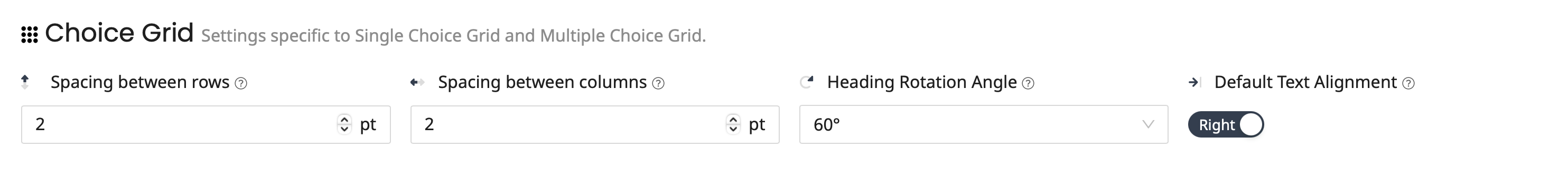 Survey Settings Page