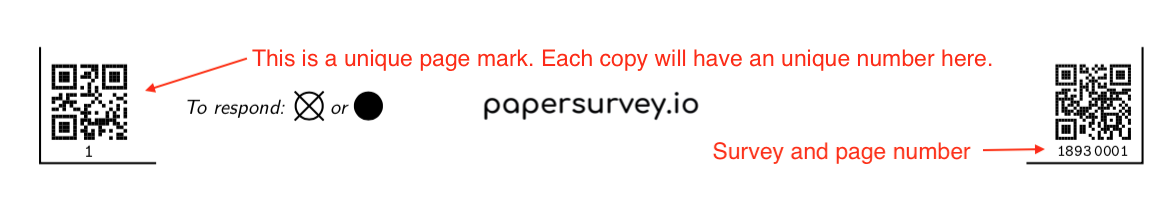Unique page marks for paper surveys