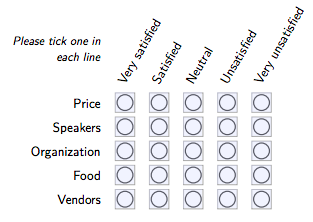 Single choice grid question type