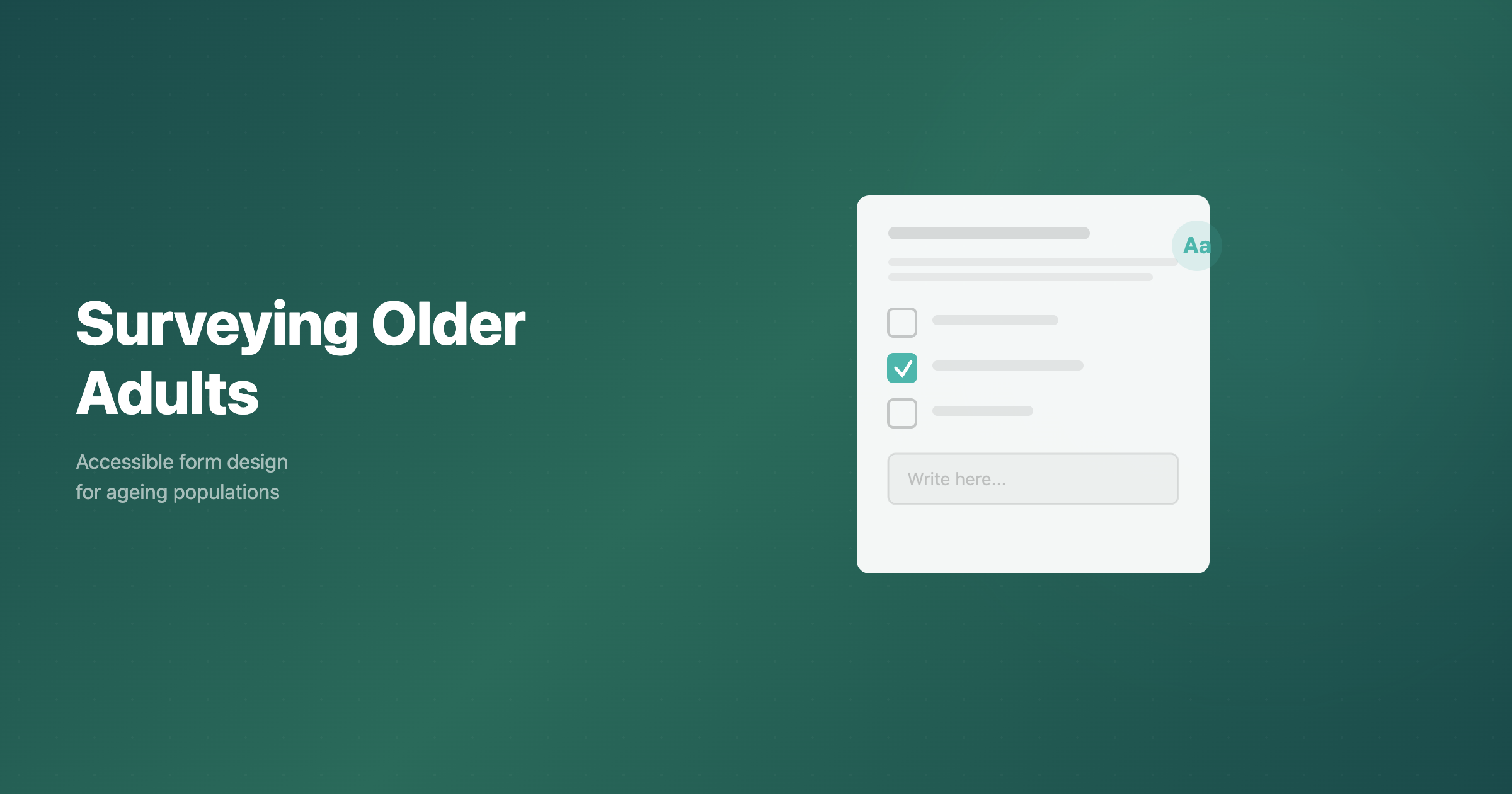 Surveying the Ageing Population