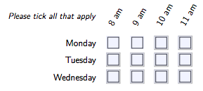 Tick box grid question type